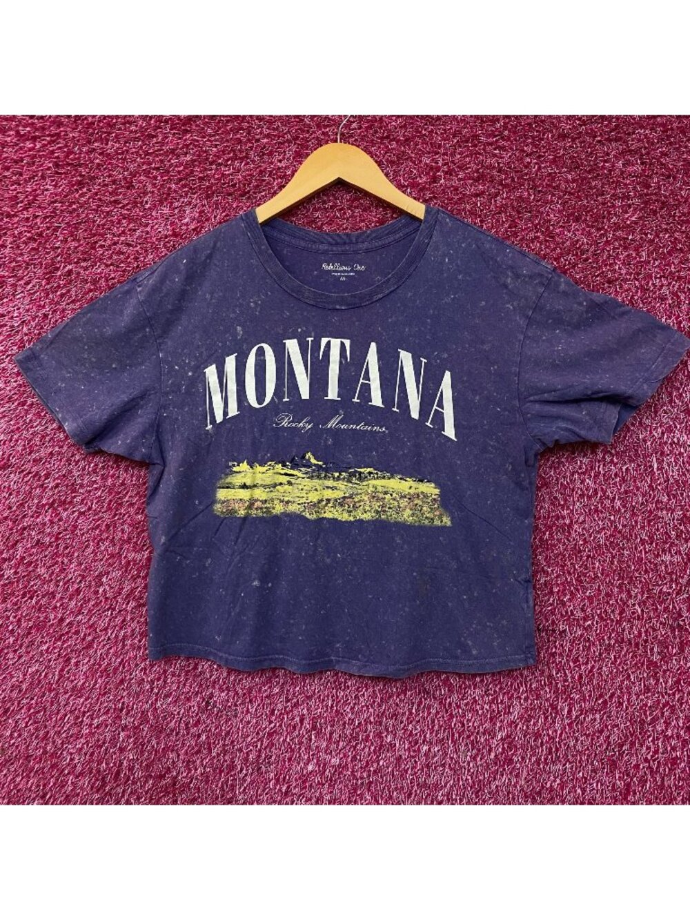 Rebellious One Montana Rocky Mountains Graphic Crop T-shirt Medium